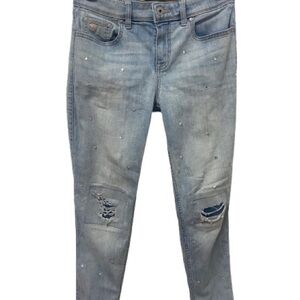 Women's Light Blue Distressed Jeans